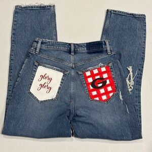 Abercrombie & Fitch UGA The Dad High Rise Button Front Denim Jeans, 26/2